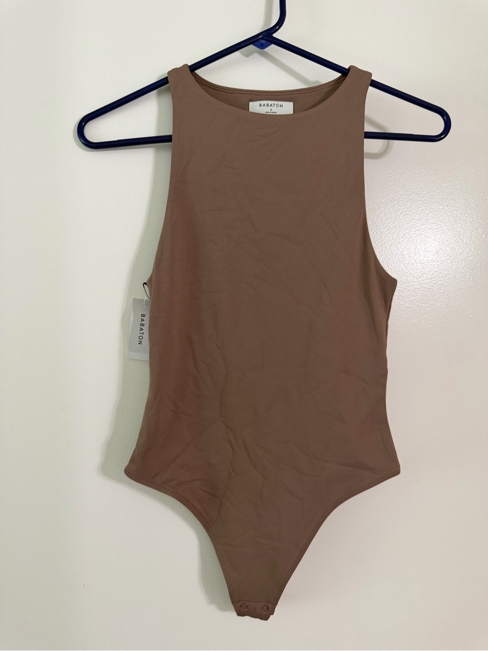 NWT Babaton Deep Taupe Sleeveless High-Neck Bodysuit size S